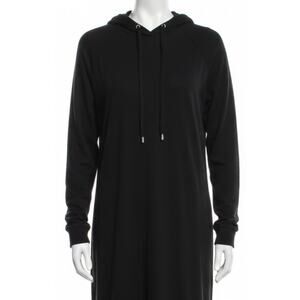 FF Hoodie Dress Women Size 8 Black Pullover Long Sleeve Drawstring Tunic Casual